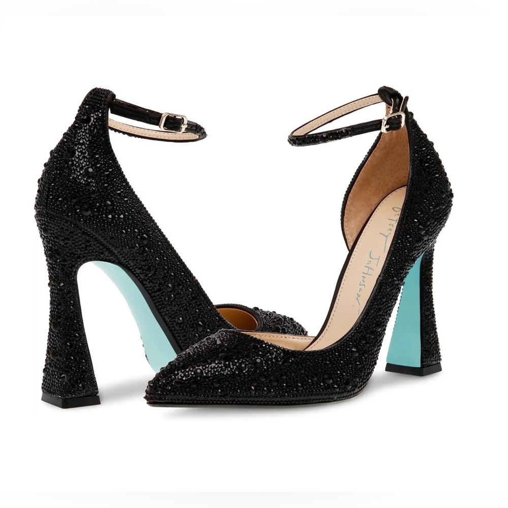 NWT- Betsey Johnson ‘Ramsy’ Crystal Embellished Event Pumps w/Ankle Strap